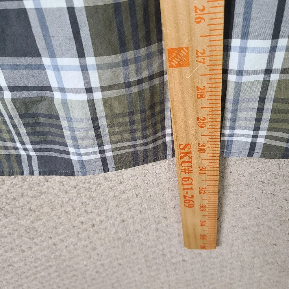 Banana Republic Shirt Men Large Green Gray‎ Plaid Button Down Cotton Blend